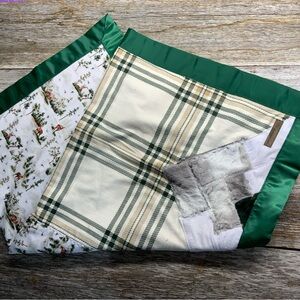 Baby blanket || minky/flannel with mountain appliqué and satin trim